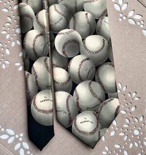 Parquet Geometric Baseball Print Necktie